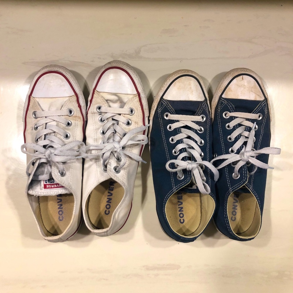 LOT of two converse - white and navy blue - women